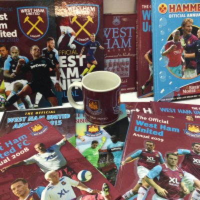 A collection of West Ham United items including official annuals from 2005 to 2019 a statistics book and a large mug . No reserve This lot cannot be posted