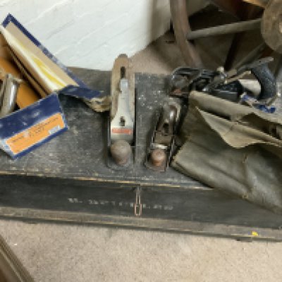 2 vintage tool chest together with contents including various planes.