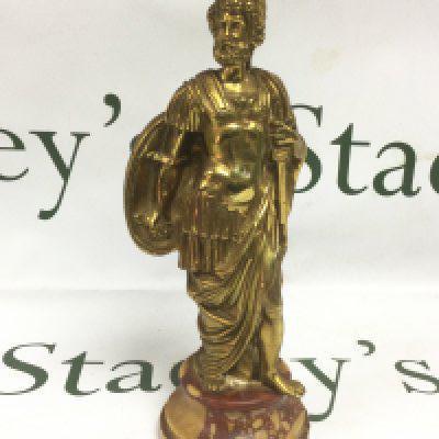 WITHDRAWN - A gilt bronze and marble Centurion figure, approx height 24cm. Shipping category B.- NO RESERVE