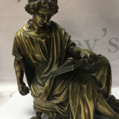 A Classical bronze in the form of a seated male figure 24 cm .