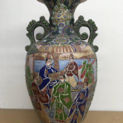 A large Satsuma vase with twin handles, A/F