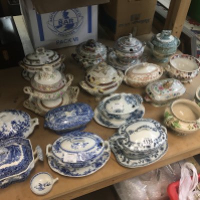 English ceramic tureens with covers and dishes, this lot cannot be posted- NO RESERVE