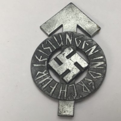 A German Third Reich Hitler Youth Proficiency badge the reverse with makers stamps damaged pin.