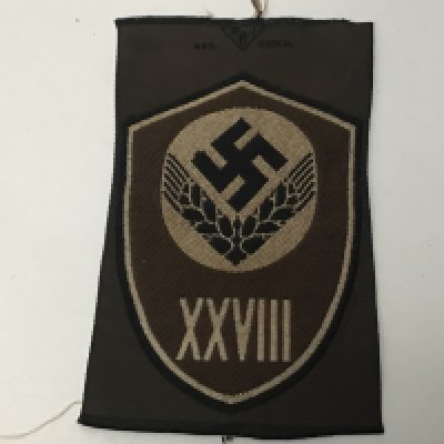 A German Third Reich Wehrmacht 28th Division labour force unused cloth badges.