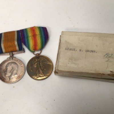 Two I world war medals awarded to Lieut N Brown the medal edge with no other information except name.