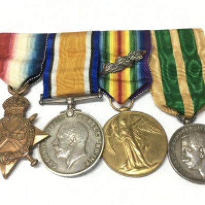 WW1 British medal group including a 1914-15 star presented to a 184202 A.J. Akehurst P.O..R.N, War medal presented to GNR.A.J.Ak ehurst . R.N, victory medal (with oak leaf) presented to Ehurst and a silver Merit medal, Italian Messina Earthquake, 23 December 1908 with inscription A.Akehurst.1stCL.PO.HMS.Lancaster. Postage category B