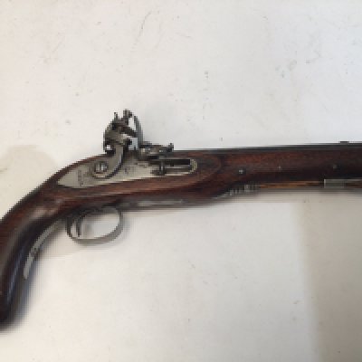 A Flintlock Pistol with steel action Tower Proof marks steel fittings. Length 33cm