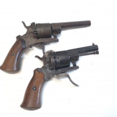Two 19th century Belgium rim fire revolvers ELG and one other (2) obsolete calibers.