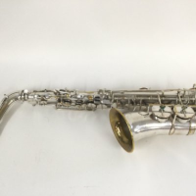 A Jerome Thibouville Lamy Alto saxophone with a metal streamline mouthpiece. Comes supplied with a wooden carry case and accessories. Has recently been professionally serviced.
