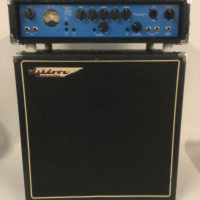An Ashdown Electric Blue 180 Evo II bass amp head and an Ashdown speaker cabinet (2).