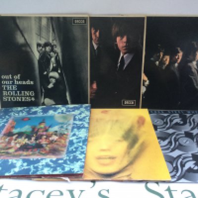 Six Rolling Stones LPs including 'Their Satanic Majesties Request' with lenticular sleeve, the self titled debut LP and others.