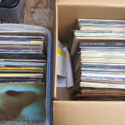 Two boxes of LPs, 12" singles and 78s by various artists including Pink Floyd, Elton John, ELO and others.