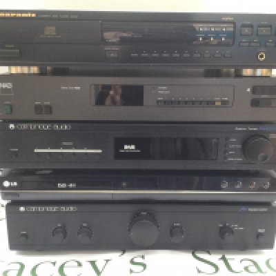 HiFi separates comprising a Cambridge Audio A1 amplifier, NAD 4225 tuner, Marantz CD 67, Cambridge Audio DAB300 tuner and an LG DVD player (5).