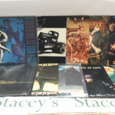 A collection of over 30 rock LPs and 12" singles by various artists including Guns n Roses, Joe Bonamassa, Aerosmith, Iron Maiden and others.
