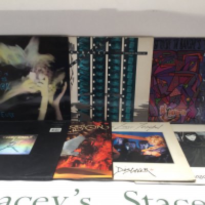 Seven goth rock / industrial LPs by various artists including The Cure, Siouxsie & The Banshees, Cabaret Voltaire and others.