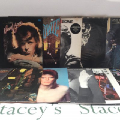 Ten David Bowie LPs including 'Ziggy Stardust...', 'Heroes', 'Young Americans' and others.