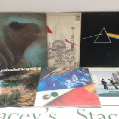 Six Pink Floyd and related LPs including an Italian pressing of 'Dark Side Of The Moon', 'A Saucerful Of Secrets' (reissue) and others.