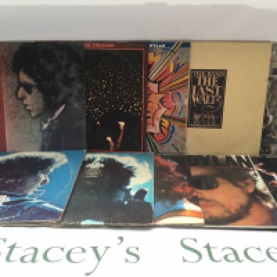 Ten Bob Dylan and The Band LPs comprising 'Blood On The Tracks', 'The Last Waltz', 'Desire' and others.