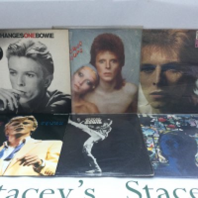 Eleven David Bowie LPs and a 12" single comprising 'Pin Ups', 'Tonight', 'Space Oddity' and others.