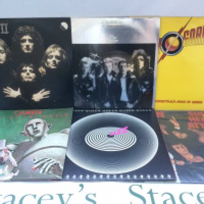 Six Queen LPs comprising 'Queen II', 'News Of The World' and others.