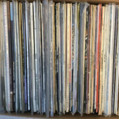 A box of soul, funk and reggae LPs by various artists including James Brown, Otis Redding, The Wailers and many more.