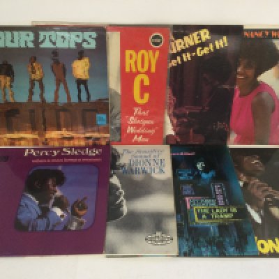 Two bags containing 27 soul and Motown LPs by various artists including Four Tops, Nancy Wilson, The Drifters and others.