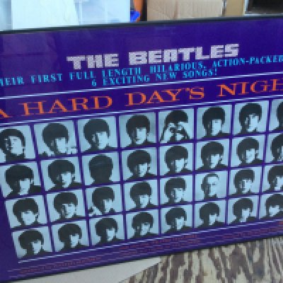 A framed and glazed 'A Hard Day's Night' film poster, reprint, plus an Anthology 1 advertising standee and other Beatles related posters (5).