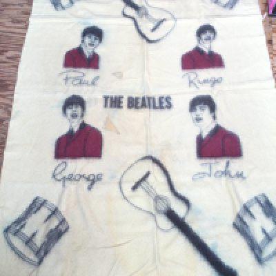 An original Beatles blanket, circa 1963, approx 137cm x 186cm.