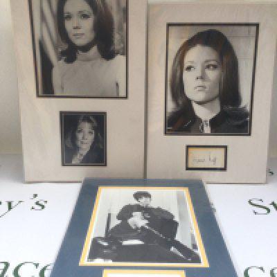 Two signed Diana Rigg framed photo displays and one by Linda Thorson with COAs (3).