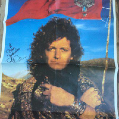 A signed Robert Plant poster for 'Now And Zen', approx 61cm x 84cm.