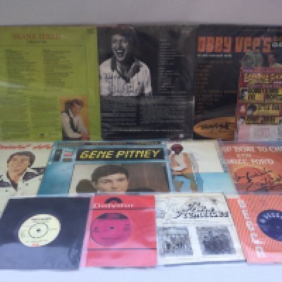 A collection of signed LPs and 7" singles by various artists including Bobby Vee, Ricky Valance, Tommy Steele and others.