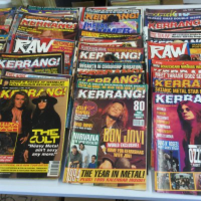 Two boxes of music magazines comprising various issues of Kerrang!, Raw, Metal Hammer, Music UK