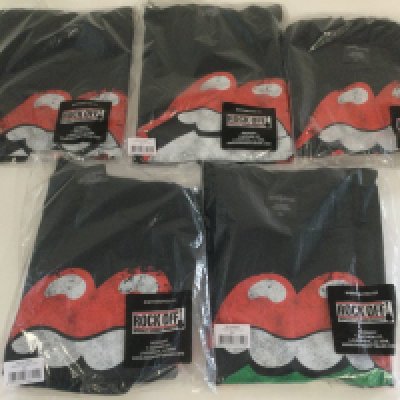 Five Rolling Stones 'Tongue' T shirts from various countries comprising Brazil, Japan, England, Germany and Spain. All size XL.