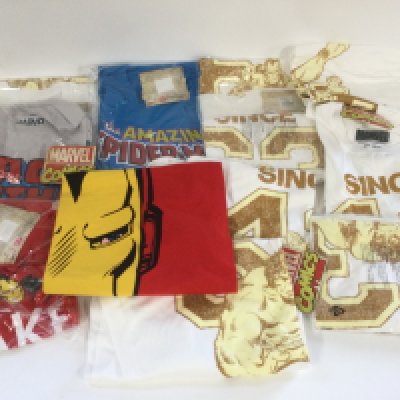 A collection of Marvel comics related T shirts. Various sizes.