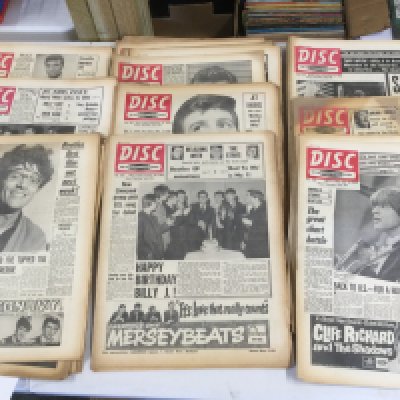 Five boxes of Disc music papers from the 1950s/60s and 70s. Some condition issues.