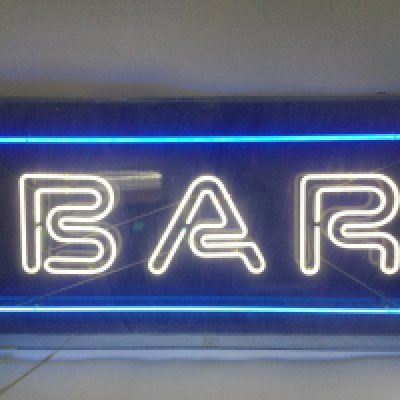 A large neon Bar sign, approx 135cm x 62cm.