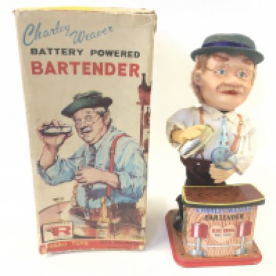 A Boxed Rosko Toys Battery Powered Charley Weaver Bartender.