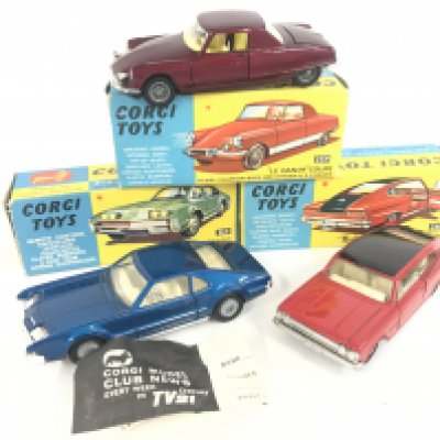 3 X Boxed Corgi Vehicles. A Le Dandy Coupe #259. A Oldsmobile Tornado #264 and a Marlin By Rambler #253.