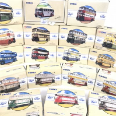 A Collection of Boxed Corgi Classics. Buss and Trams.