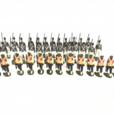 A Collection of Vintage Britains Figures. 25 West Point Cadets and 12 West Indians- Restored. No Reserve.