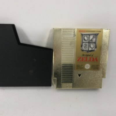 A Nintendo Entertainment System Legend of Zelda Gold Cartridge game. With Sleeve.