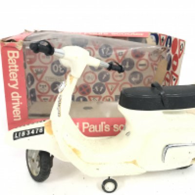 A Boxed Pedigree Battery Driven Sindy and Pauls Scooter. Box Is Worn.