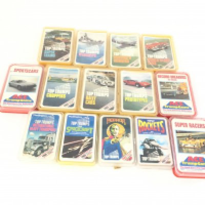 A box containing 14 packs of vintage Top Trumps cards, including a set of ̢&#2013266057&#2013265922&#2013265938Horror̢&#2013266057&#2013265922&#2013265922&#2013266269 cards.