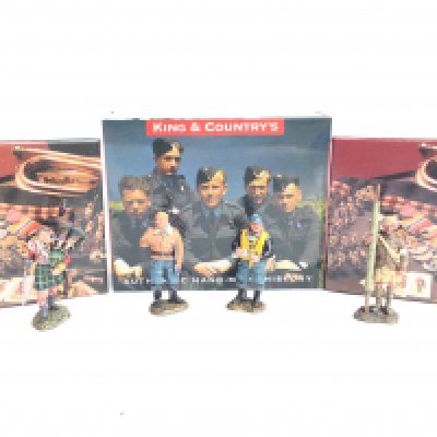 3 Boxed King And Country Figures. Including German Pilot Coffee Break.
