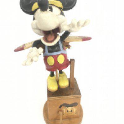 A 1936 1 Off Carving From a Islington Shop Window For Book Displays. A Mechanical Mickey Mouse With Wings. Approx Height 36Cm.