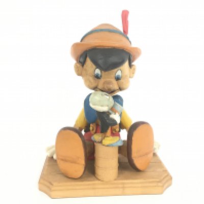 A 1936 1 Off Carving From a Islington Shop Window For Book Displays. A Pinocchio and Jiminy Cricket.