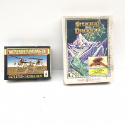 Two boxed Mendel miniature sets 1 Warhammer SKELETON HORSEMEN and 1 SMAUG THE DRAGON NO RESERVE