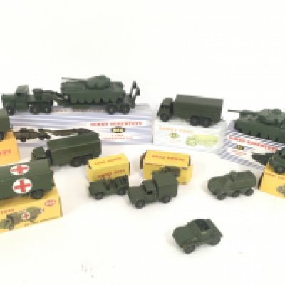 A Collection of Dinky Toys. All Military. 2 are in Original Boxes #641 and #674 (Worn). 6 Are in Repro Boxes and 4 Loose.