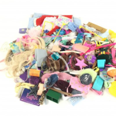 1 box of mixed vintage toy figures to include Bratz and My little pony amount others. Also a box of various accessories.