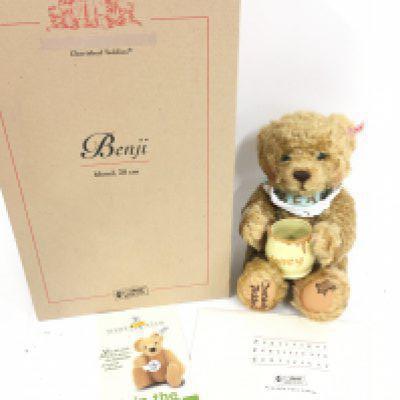 A Boxed Steiff Cherished Teddies Benji Bear. With Certificate.